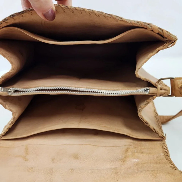 Vintage Alligator Skin Purse Shoulder  Bag Womens Crossbody Light Beige - Picture 13 of 16